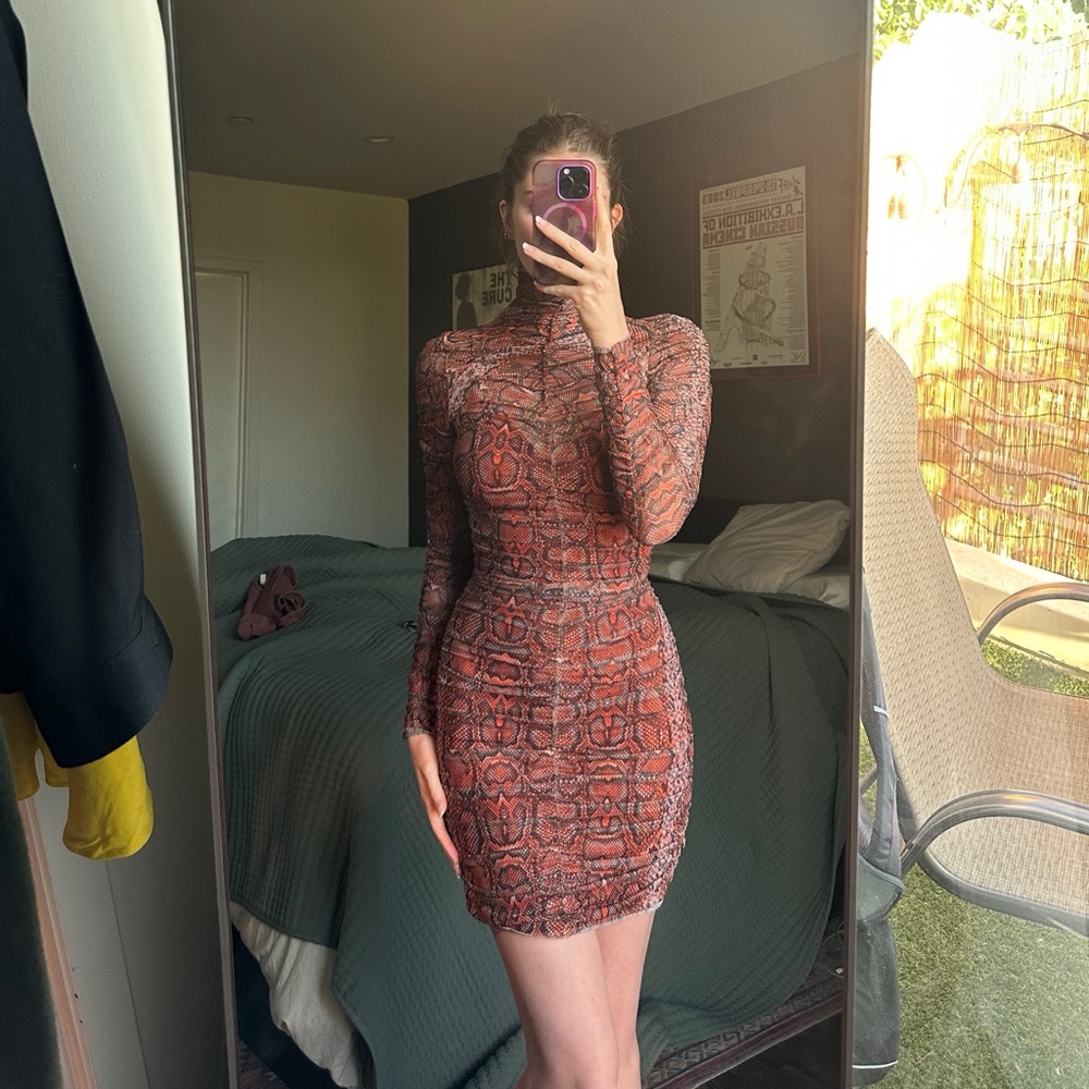 I.AM.GIA Red and Black Long Sleeve Dress